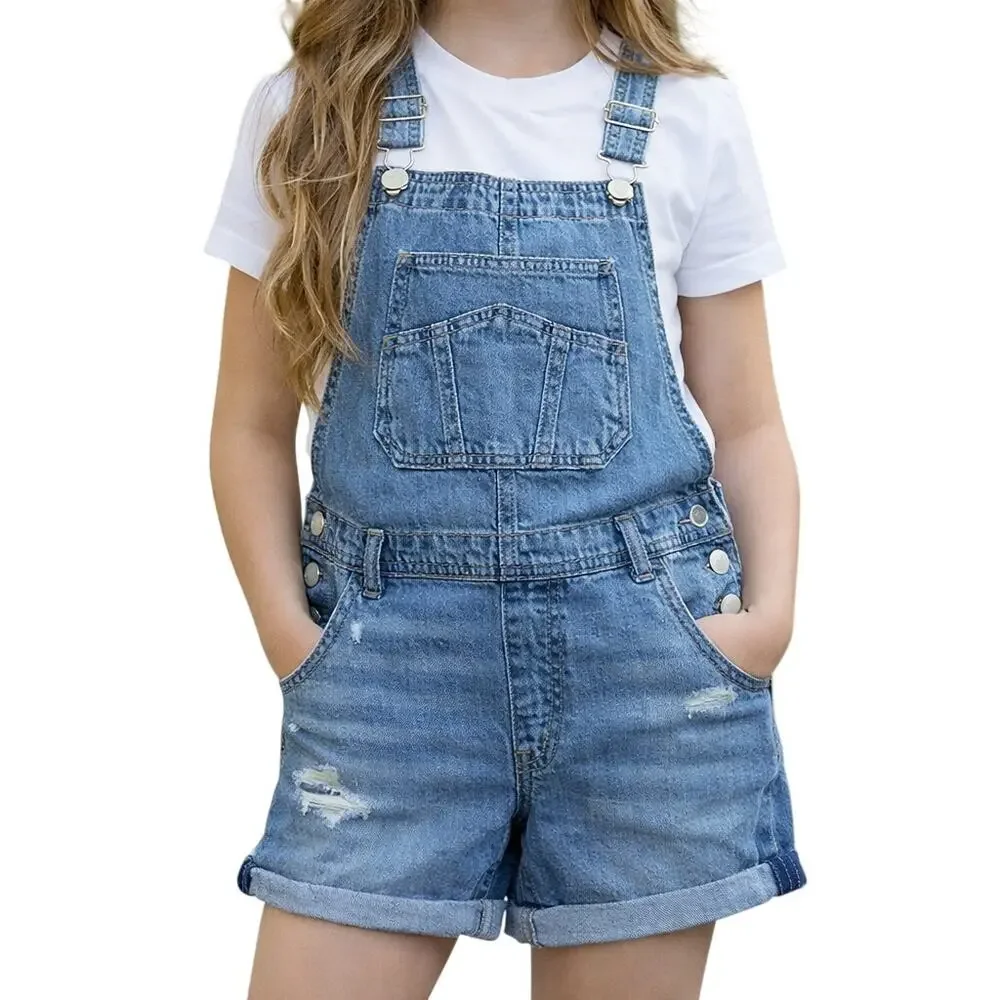 Gap Kids XXL Denim Shortalls Adjustable 30x30 Distressed